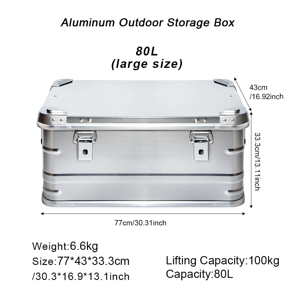 30-80L Camping Picnic Travel Aluminum Alloy Large Capacity Box Accessories Storage Bag Hiking Accessories Outdoor Storage