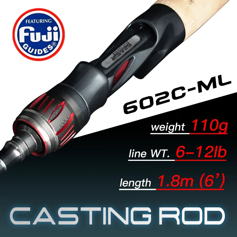 Seasir Repeater Spining&Casting Fihsing Rod Fuji-O Guide Rings Carbon High Sensitivity 2A Grade Cork Handle 6Kg Super Drag