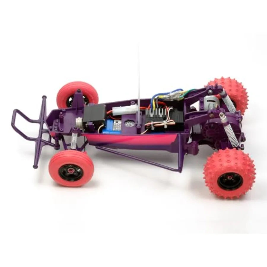 RC car for outdoor racing, ABS plastic body, yellow with black stripes, high-speed brushless motor and 2.4GHz remote control