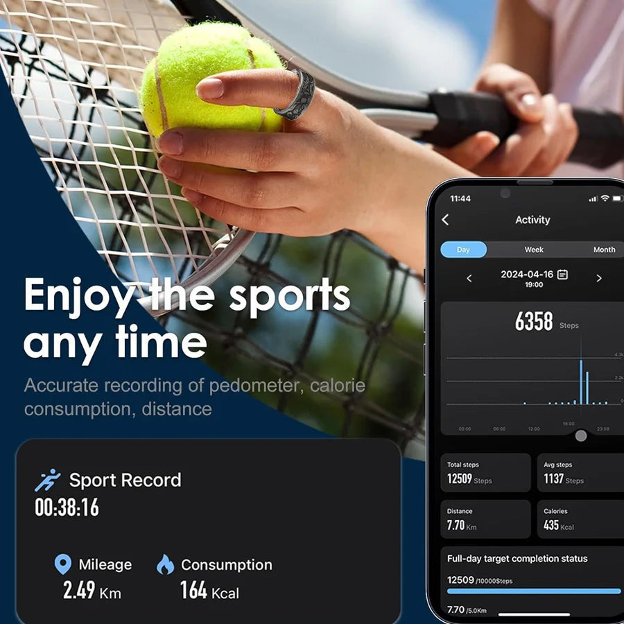 smart vintage ring integrates design with modern technology, offering a stylish and practical wearable device.black