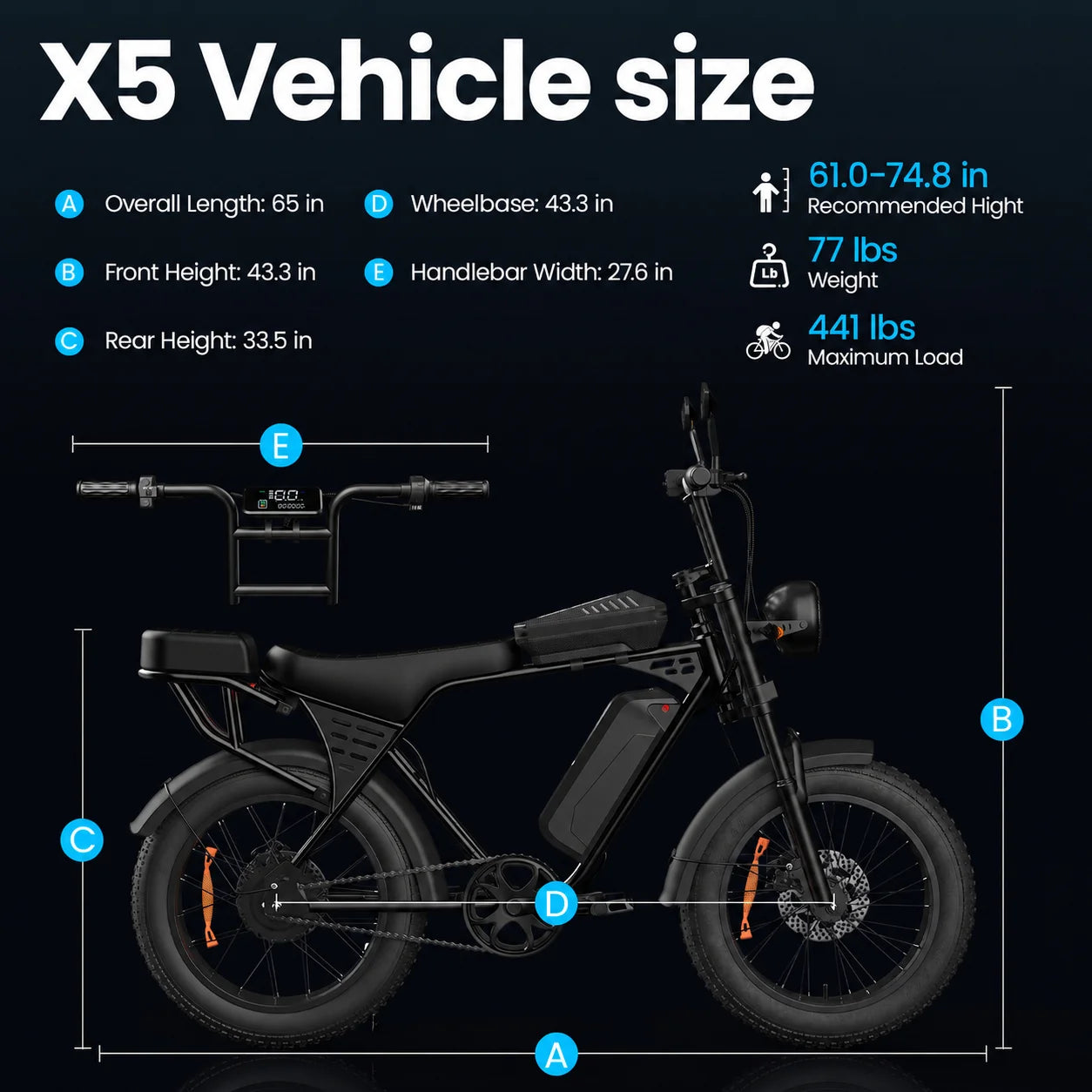 Electric Bike for Adults, 1000W Peak Motor 50 Miles Fat Tire Ebike with 48V 15Ah Removable Battery 20" Fat Tire Electric Bike, Front Suspension and 7-Speed