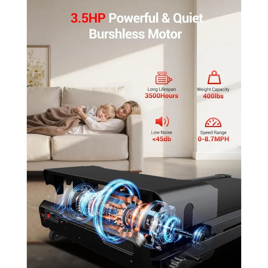 Fitness Treadmill with 20 Manual Incline 42.5x16.1 Ultra Large Walking Running Area 400LB Capacity 3.5HP Motor 8.7 MPH Speed Bl