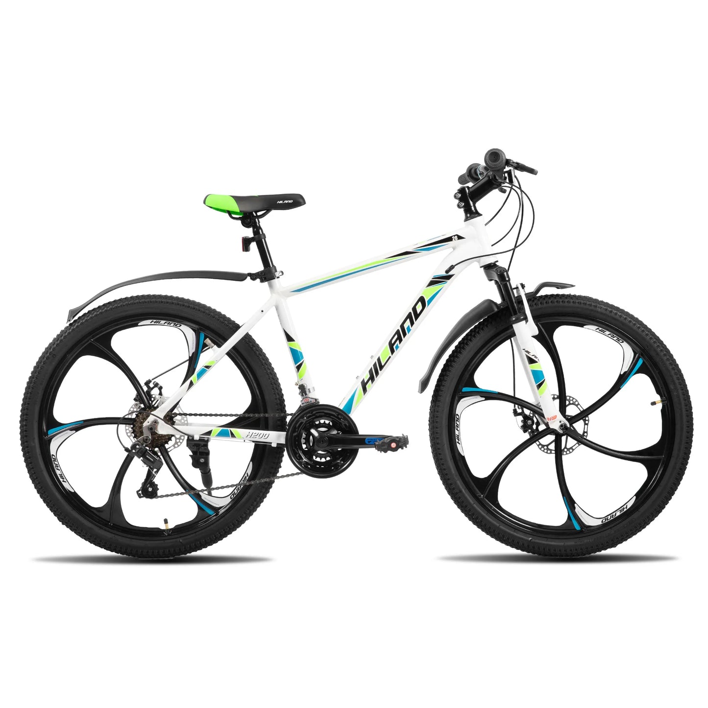 Hiland 26 Inch Mountain Bike,18-Speed Drivetrain, Aluminum Frame with Disc Brakes,6-Spoke Wheel Mountain Bicycle for Men Women