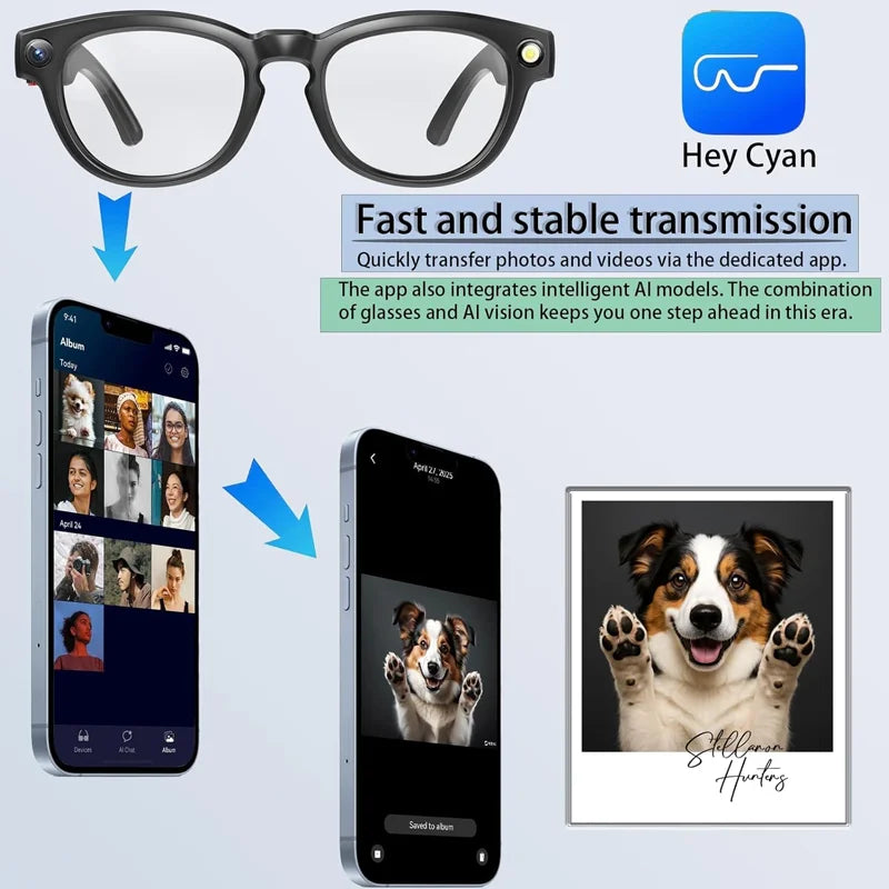 Smart Glasses Real-Time Translation Powered AI Chat Assistant, 8MP Camera 1080P Video Dual Mics Speakers photochromic lenses