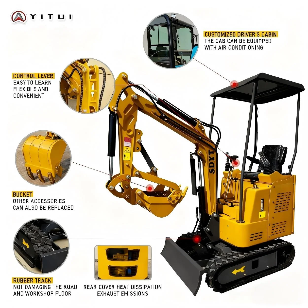 1.2 Ton Mini Excavator 2 Ton Kubota Engine Ce Epa Euro 5 Customized Mini Excavator Diesel Crawler Excavator Fast Delivery