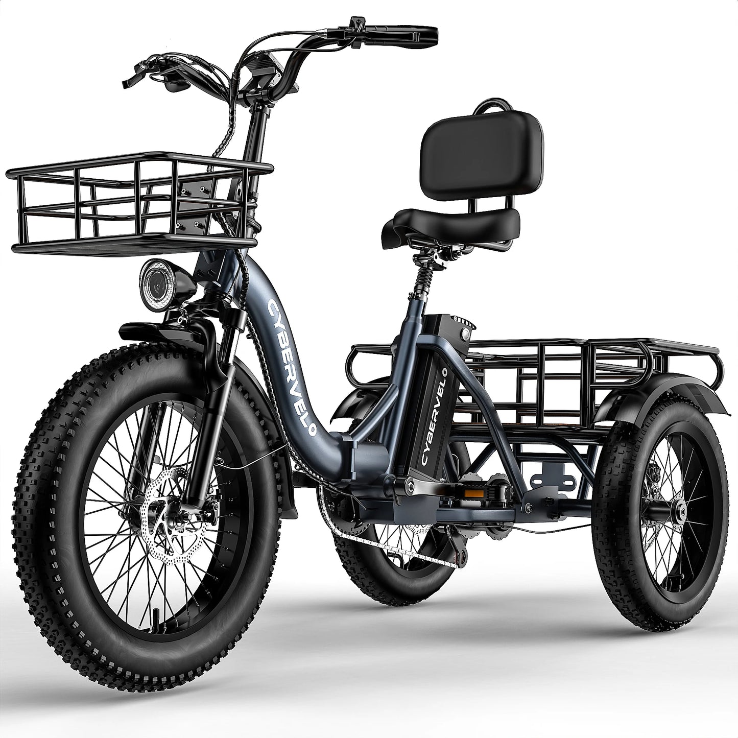 1000W Peak Three-Wheels Step-Thru Folding Ebike, 48V 20.8AH Removable Battery, 7-Speed Urban City Commuter Electric Tricycle for Adults Cybervelo C16