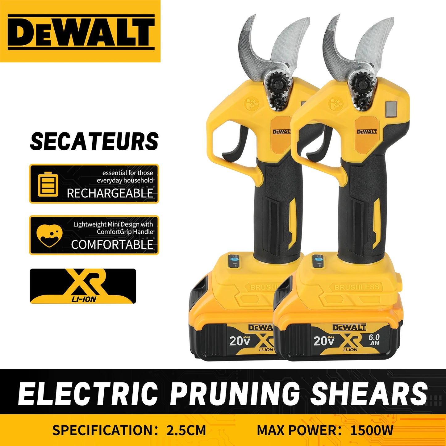 Dewalt 18V Brushless Cordless Pruning Shears:The Ideal Tool for Effortless and Precise Fruit Tree&Branch Trimming in Your Garden