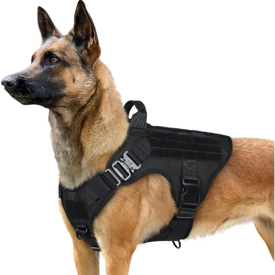Tactical Dog Harness for Large Heavy Duty Pet Harness with Handle NoPull Service Vest for Large Breed Dogs Adjustable Military