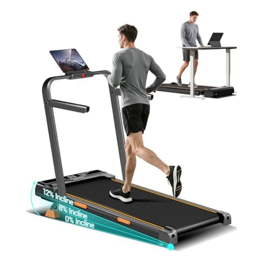 3-in-1 Quiet Portable Folding Walking Pad Treadmill with Handles 2.5HP 12 Incline for Home Office Black 330LBS Weight Capacity