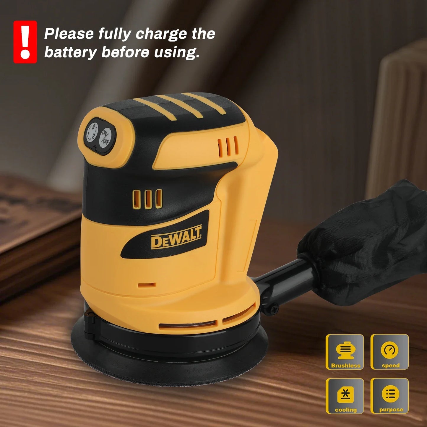 DeWalt WS - KA7 XR LI - ION Electric Polisher – Rechargeable, Lightweight Mini, ComfortGrip, 3 - Gear Adjust, 125mm Sandpaper