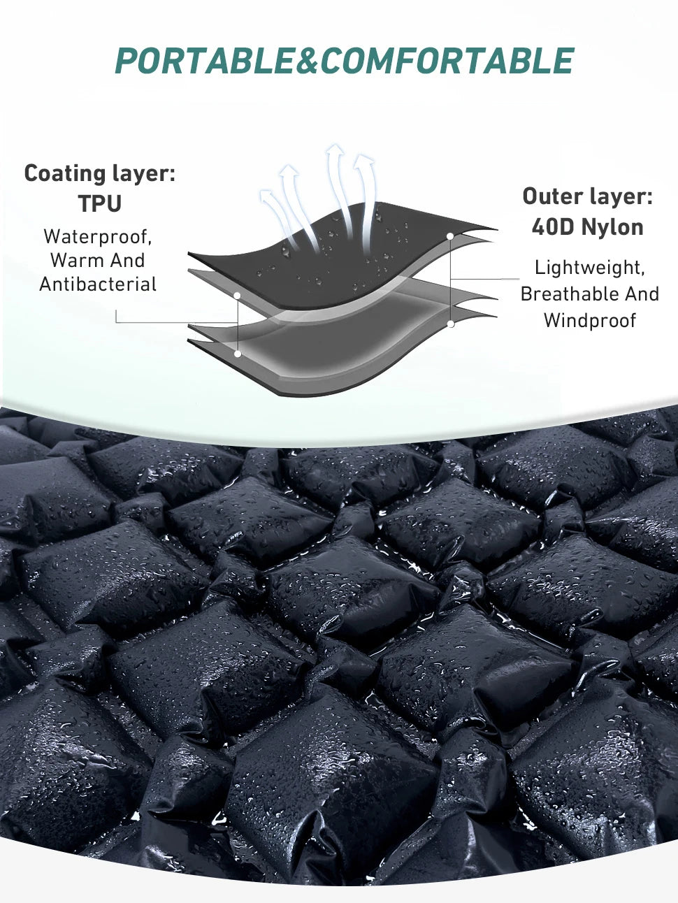 WESTTUNE Camping Sleeping Pad Ultralight Inflatable Mattress Portable Outdoor Air Cushion Sleeping Mat for Travel Hiking