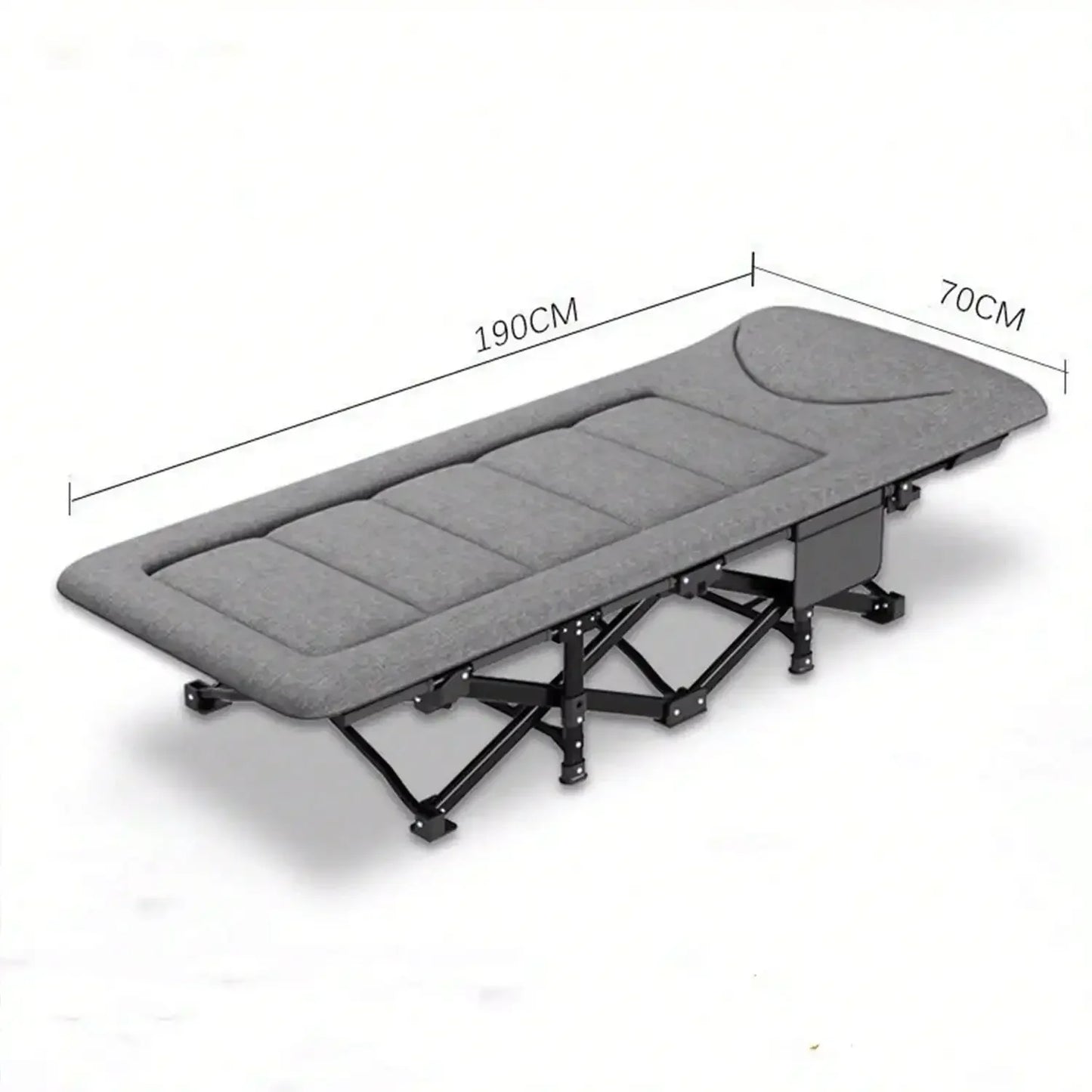 Hign-Concerned Camping Cot With Thick Pad And Side Pockets