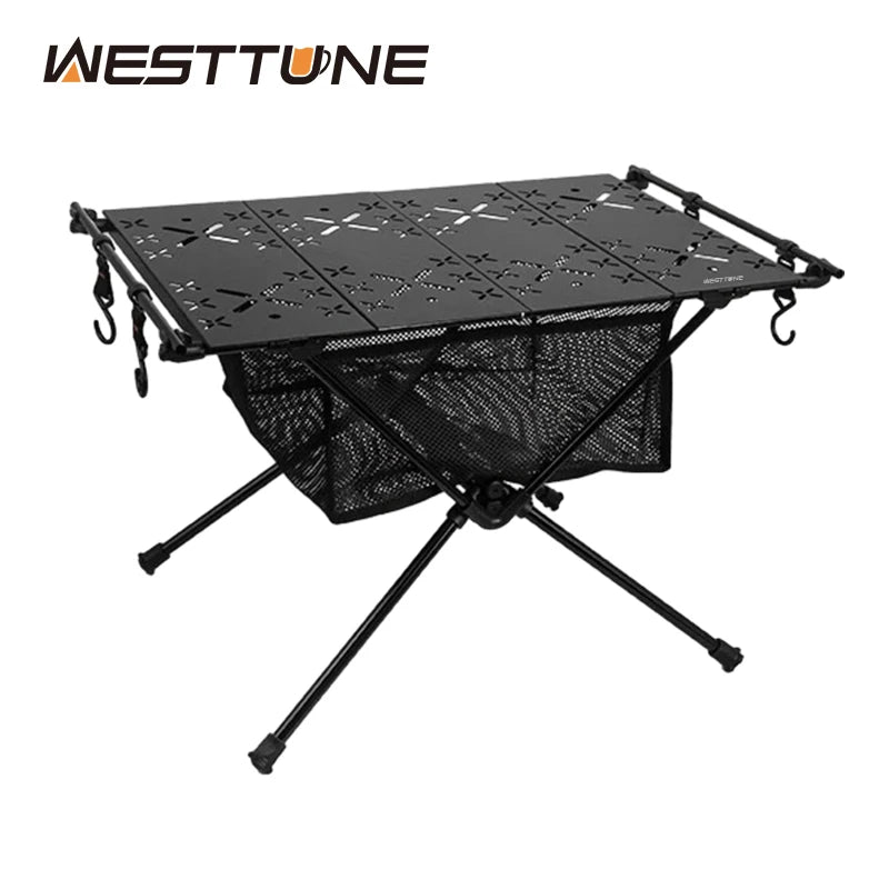 West Tune Folding Camping Table Aluminum Storage Mesh Bag