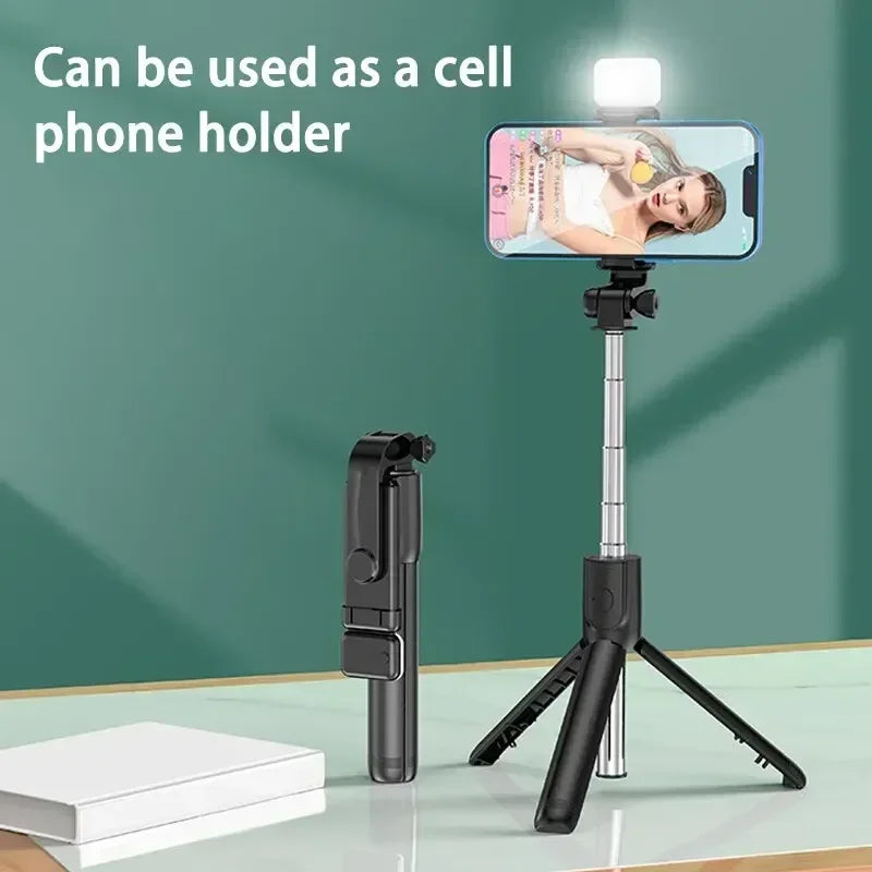 Selfie Stick Telescopic Travel Handheld Tripod Portable Phone Stand [700mm] Bluetooth Remote Extendable Phone Tripod