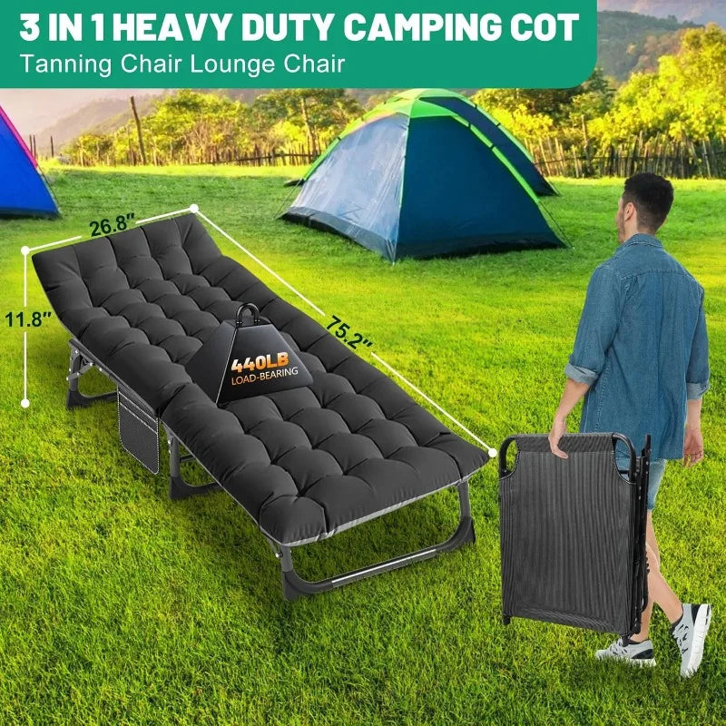 YTYIN Folding Camping Cot for Adults Heavy Duty Mattress
