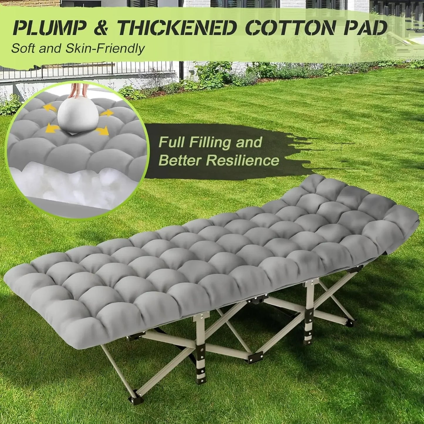 promotion-Camping Cot, Folding Camping Cot Bed for Adults Sleeping 1200D Double Layer Oxford Portable Folding Outdoor Cots