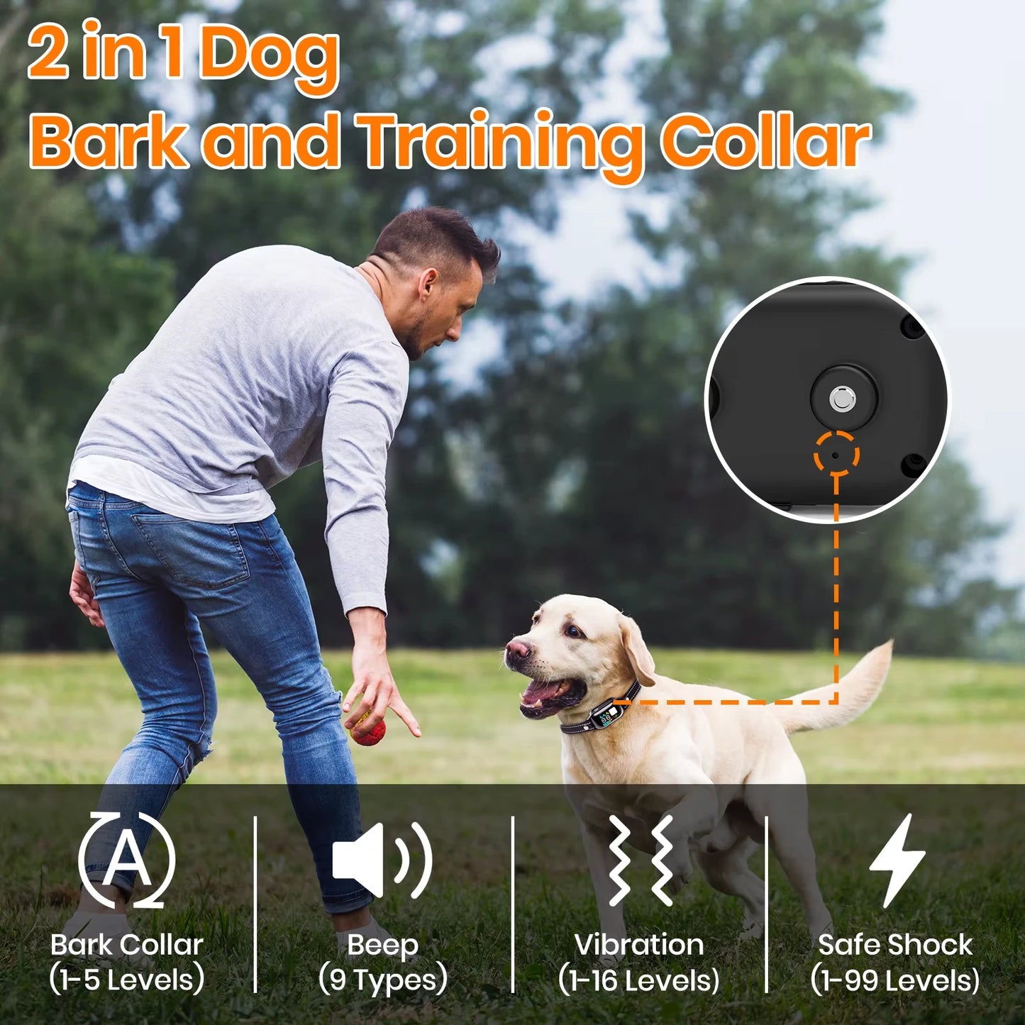 2026 New AI Electric Collar for Dog Training,3300ft Dog Training Collar with Automatic Mode,IPX7 Waterproof Dog Anti Bark Collar