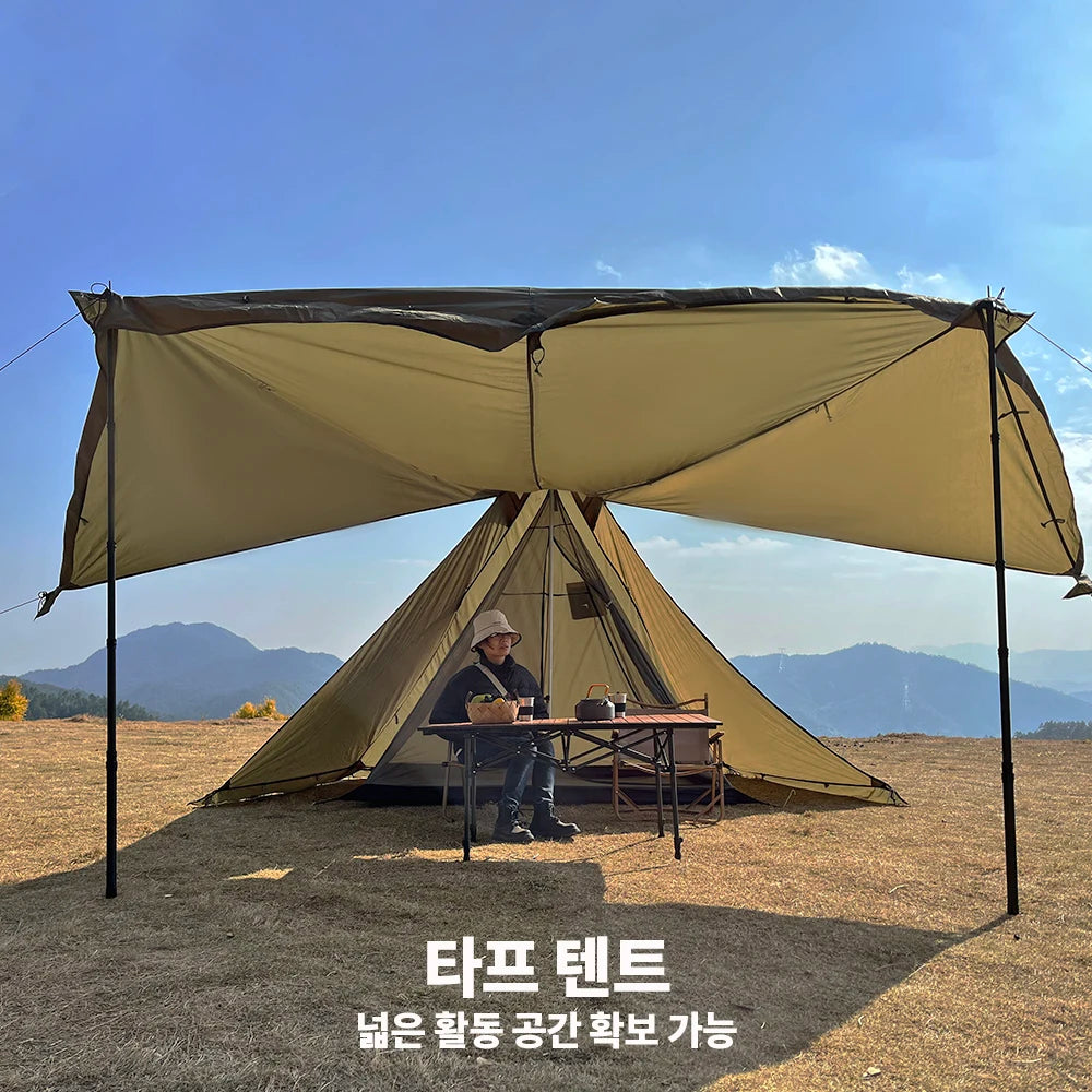 4 Season Camping Hot Tent with Stove Jack Waterproof Tipi Teepee Tent for 2 3 4 Person Winter Fishing Hiking Survival Bushcraft