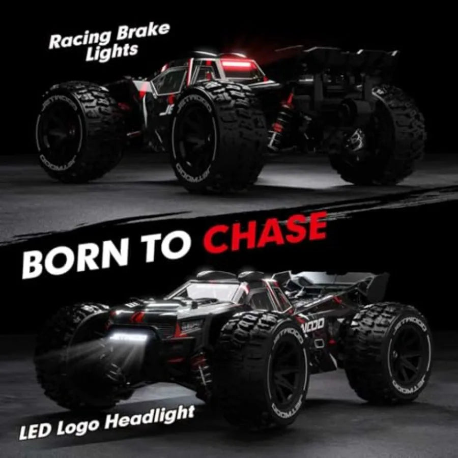 Offroad RC car for adults, brushless motor, black, 50mph speed and waterproof 3S battery