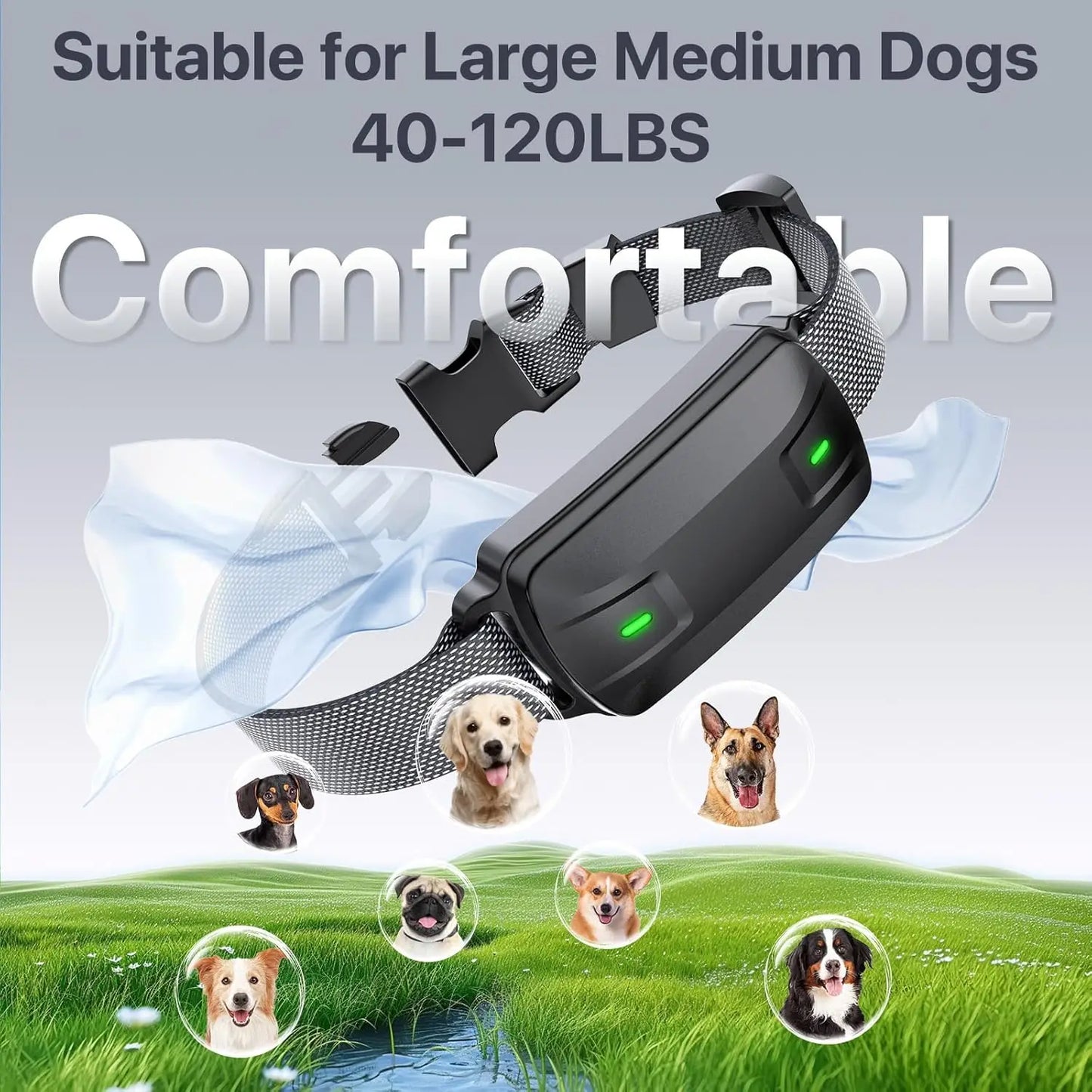 Dog Shock Collar with Remote Control, Waterproof Training Collar for Large Medium Dogs 40-120lbs, Beep Vibration Security Lock (