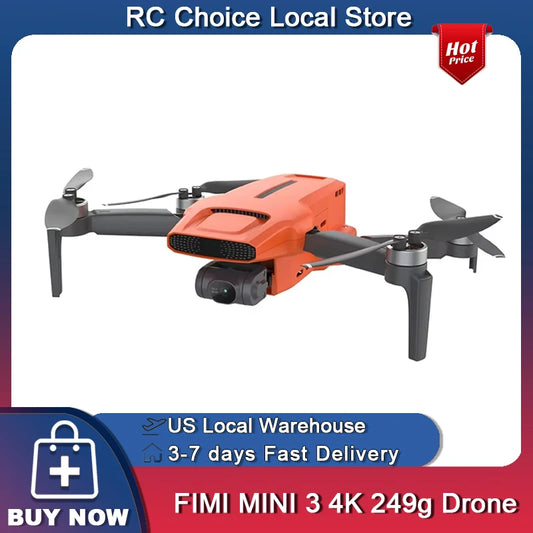 FIMI Mini 3 4K GPS drone with 3-Axis Gimbal 249g 4K/60FPS 48MP 9KM Transmission 64-Min Flight Time Super Night Video Auto Return