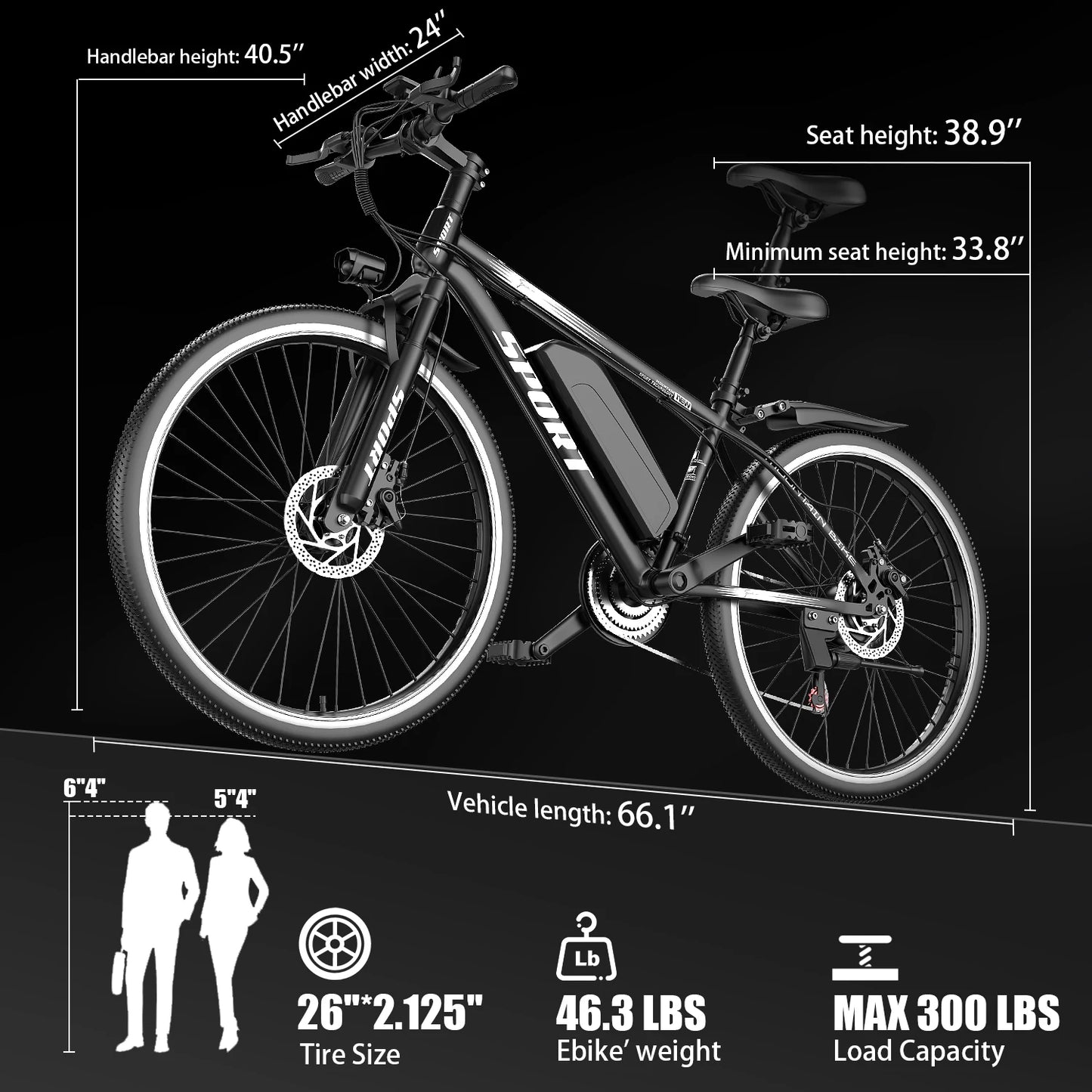 Adult Electric Bike,48V10Ah Detachable Battery,500W Electric Mountain Bike,25MPH,Peak Range of 45 Miles,All Terrain E-Bike