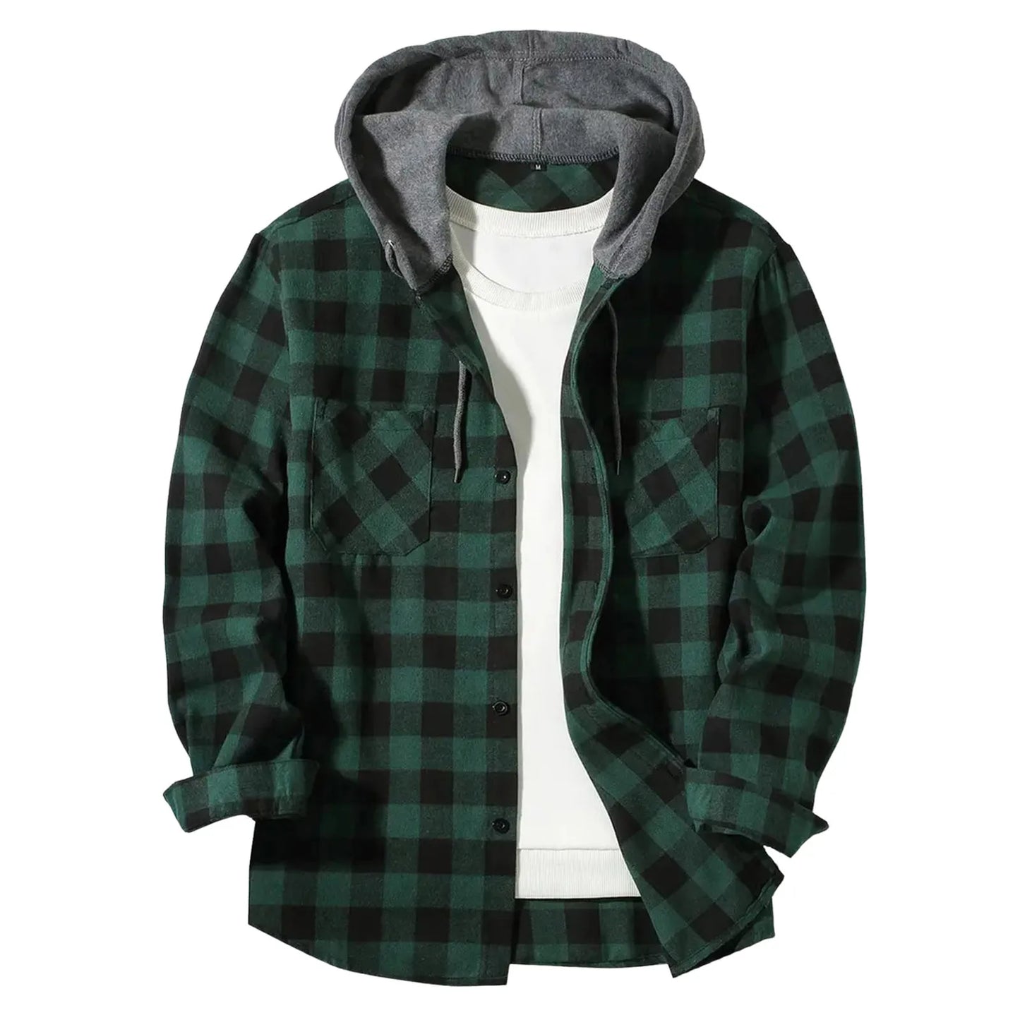 Mens Body Romper Men's Button Plaid Hooded Casual Shirt With Double Pockets And Drawstring Mens Lightweight Short Sleeve Shirts