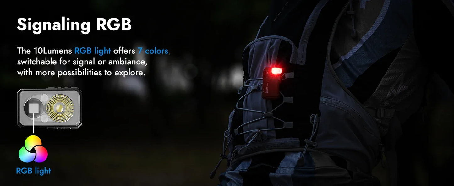 WUBEN G5 EDC 400 Lumen & RGB Dual-Light Flashlight USB-C Rechargeable Keychain hands Free for Camping, Car Repair, Home Use