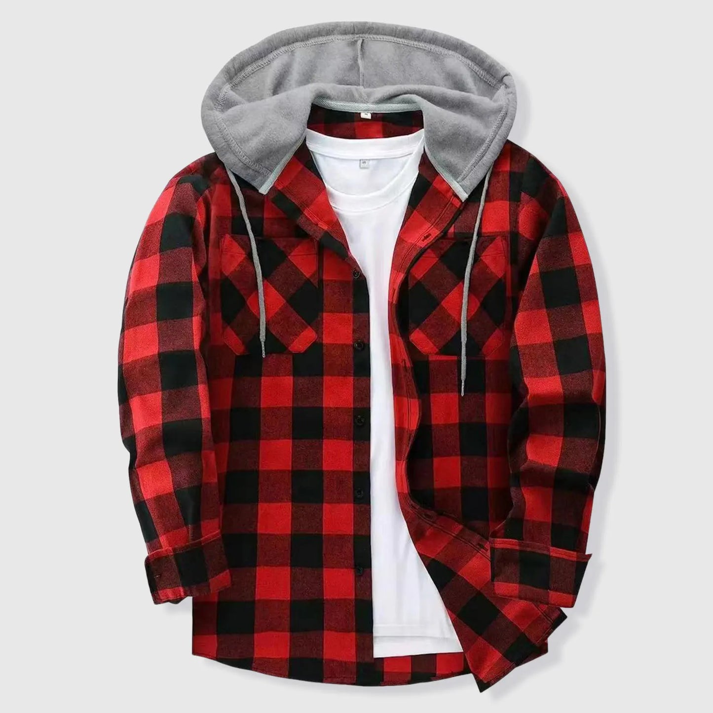 Mens Body Romper Men's Button Plaid Hooded Casual Shirt With Double Pockets And Drawstring Mens Lightweight Short Sleeve Shirts