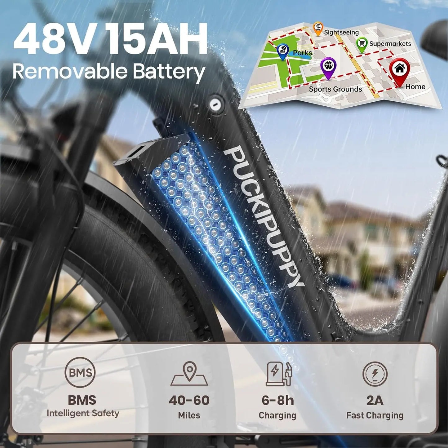 Electric Bike for Adults 960W, 26" Fat Tire, Step-Through Design Electric Mountain Hunting Bike, 48V 15AH Max 28MPH, Customized