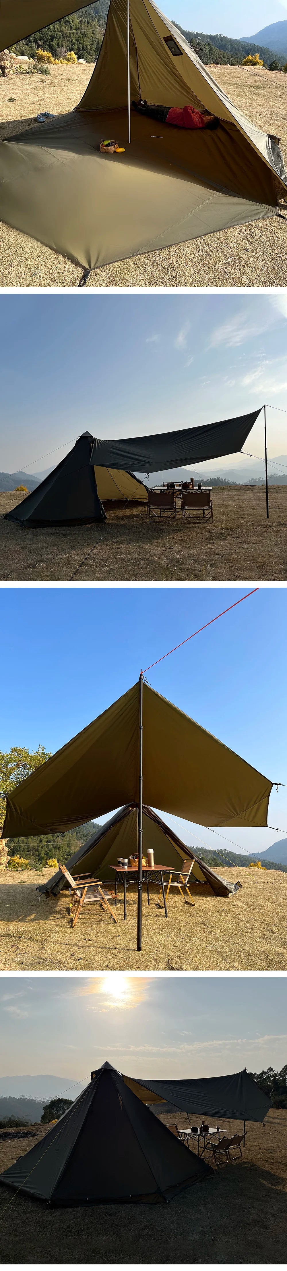 4 Season Camping Hot Tent with Stove Jack Waterproof Tipi Teepee Tent for 2 3 4 Person Winter Fishing Hiking Survival Bushcraft