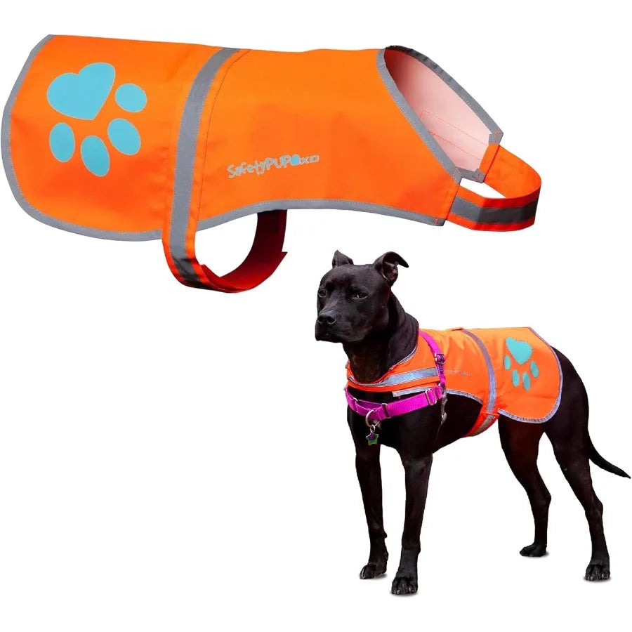 Reflective Dog Vest for Enhanced Safety: HiVisibility Fluorescent Blaze Orange Design Provides Maximum Visibility in Low Light