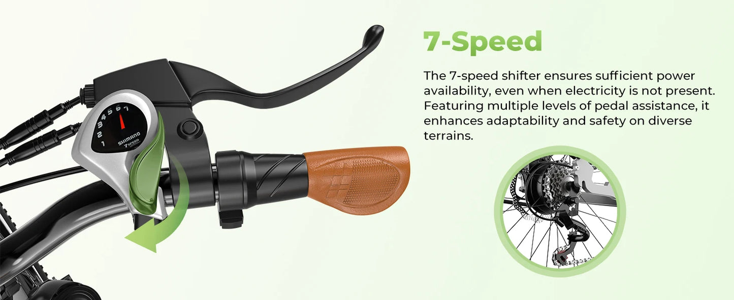 1000W Peak 26" Step-Thru Electric Bike, 48V Detachable Battery, 7-Speed Adult Urban Commuter Ebike EK2