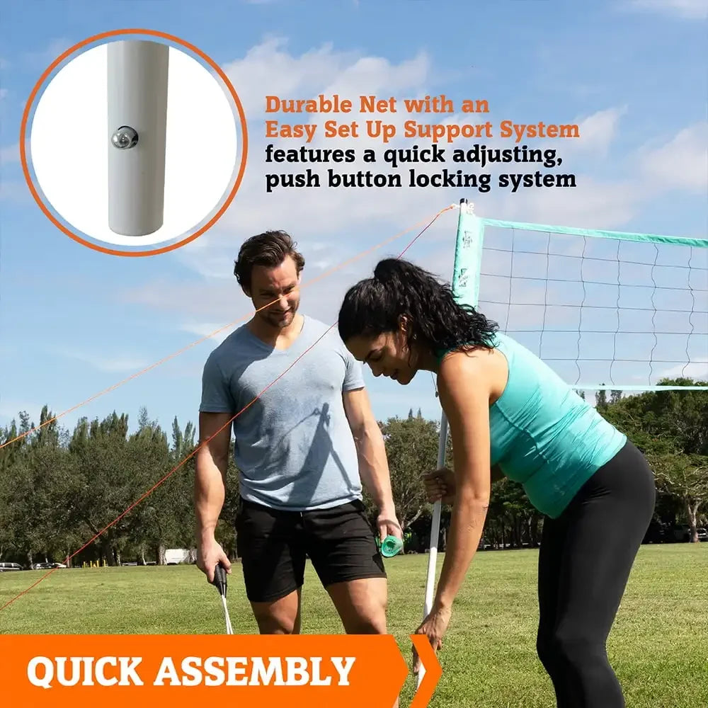 20ft Professional Volleyball Badminton Net Set, Heavy Duty Steel Poles Adjustable Height for Outdoor Sports
