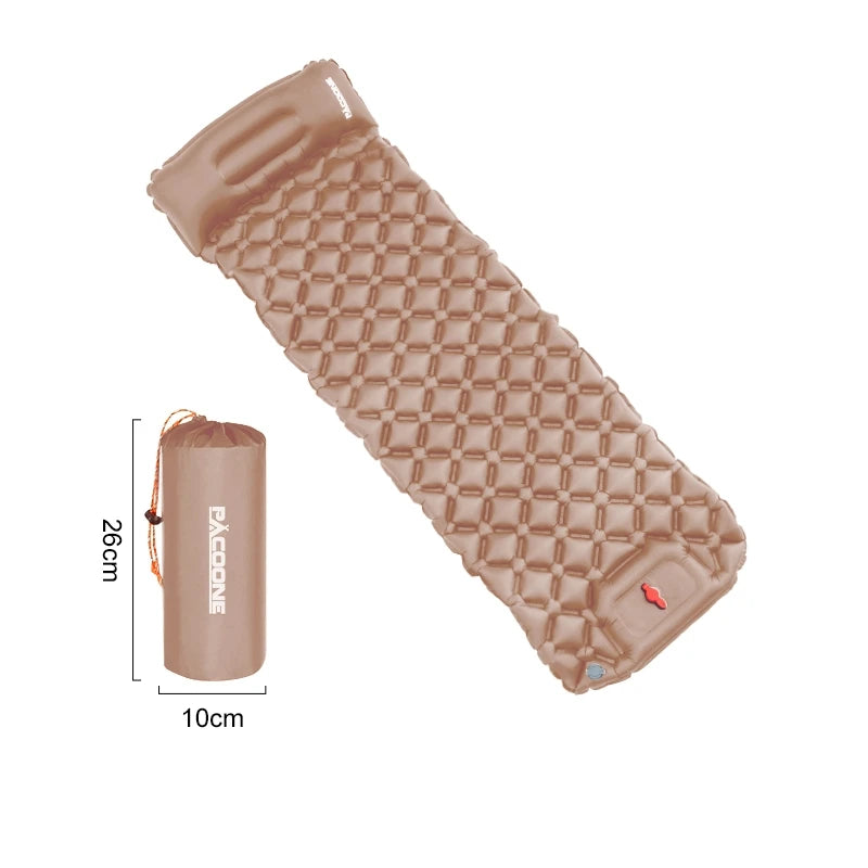 PACOONE Camping Press-type Inflatable Mattress Moisture Waterproof Outdoor Sleeping Pad Bed Beach Air Mat Tent Travel Cushion
