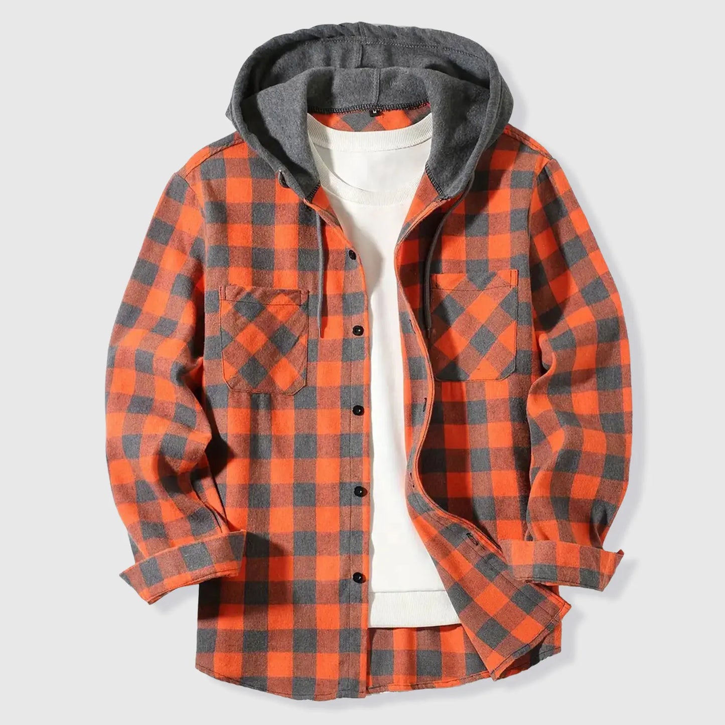 Mens Body Romper Men's Button Plaid Hooded Casual Shirt With Double Pockets And Drawstring Mens Lightweight Short Sleeve Shirts