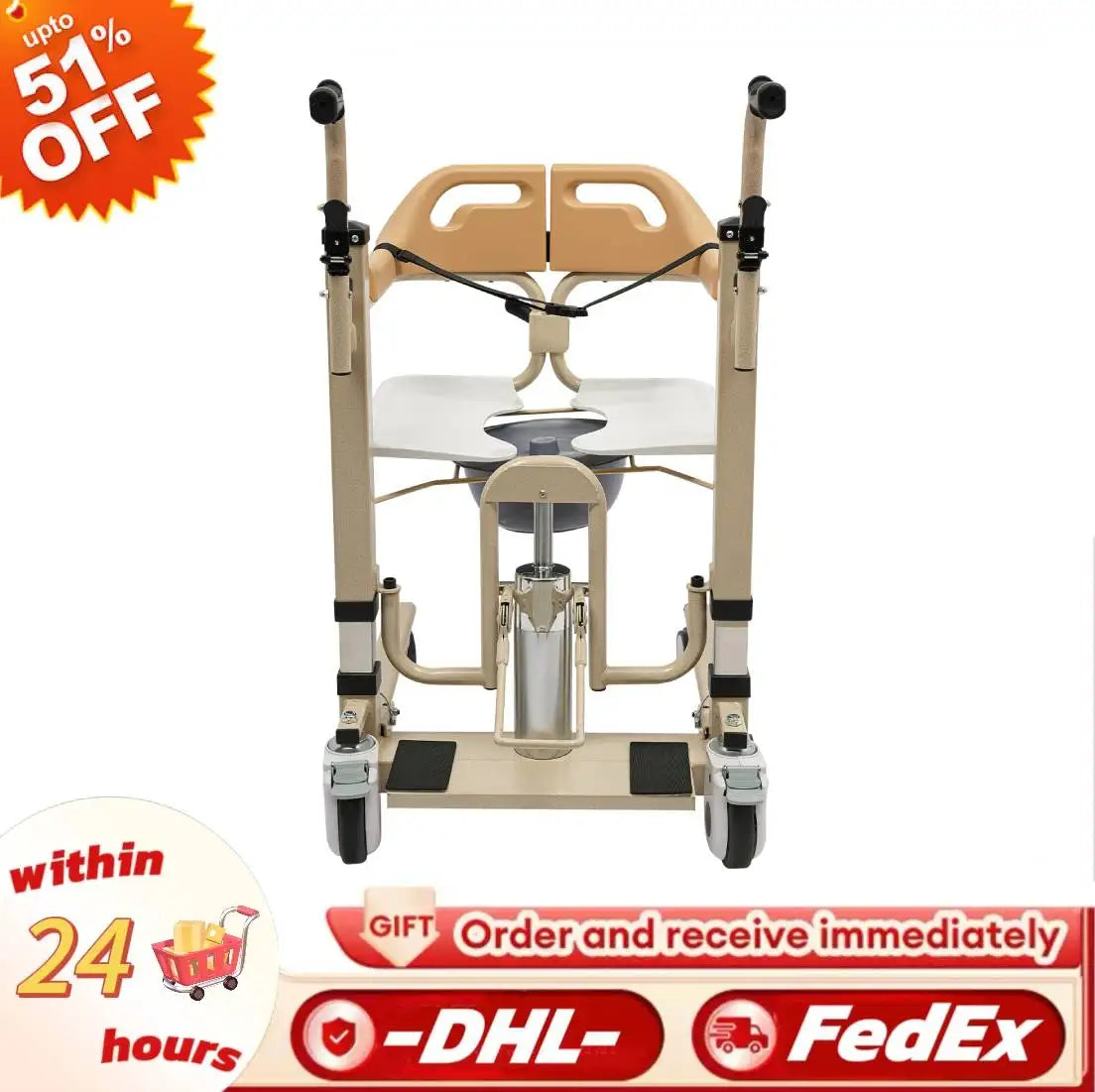 Hydraulic Patient Lifting Chair 180 Degree Transfer