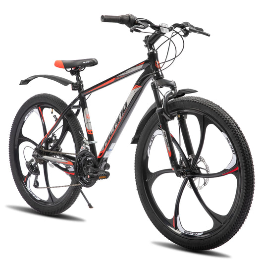 Hiland 26 Inch Mountain Bike,18-Speed Drivetrain, Aluminum Frame with Disc Brakes,6-Spoke Wheel Mountain Bicycle for Men Women