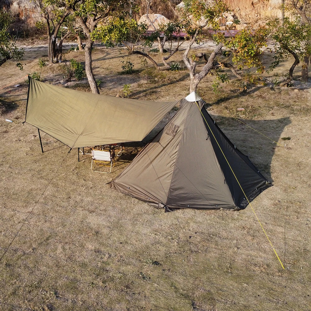 4 Season Camping Hot Tent with Stove Jack Waterproof Tipi Teepee Tent for 2 3 4 Person Winter Fishing Hiking Survival Bushcraft
