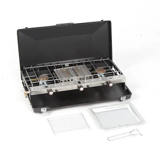 Disposable Portable Camping Stove With 3 Burners Windshield