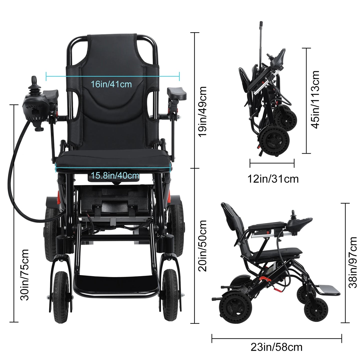 Portable Electric Wheelchair Walker 500W Motor Lightweight