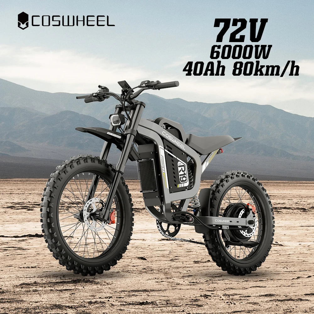 Coswheel Electric Bike 6000W Motorcycles R19 72V 40AH Battery Dirt Mountain Bike Lightweight Off-Road EBike For Adult