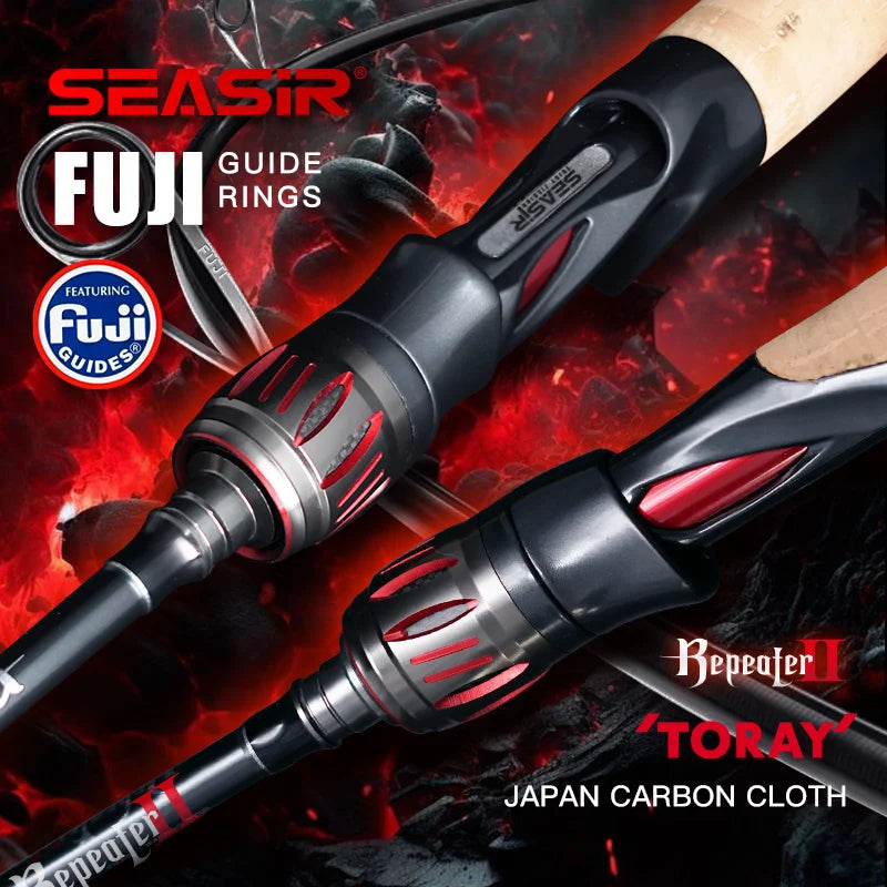 Seasir Repeater Spining&Casting Fihsing Rod Fuji-O Guide Rings Carbon High Sensitivity 2A Grade Cork Handle 6Kg Super Drag