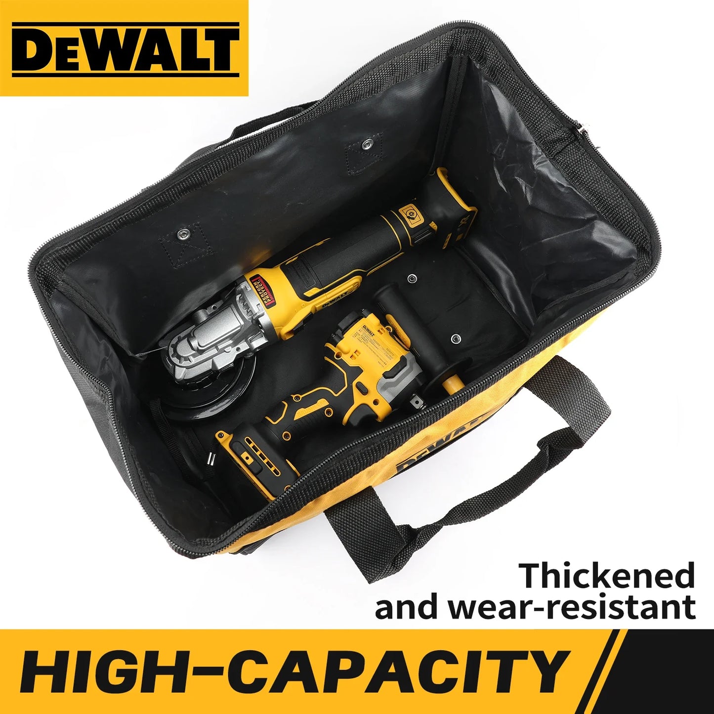 DEWALT multifunctional tool kit, electric wrench, screwdriver, metal hardware accessories, durable storage tool, handbag