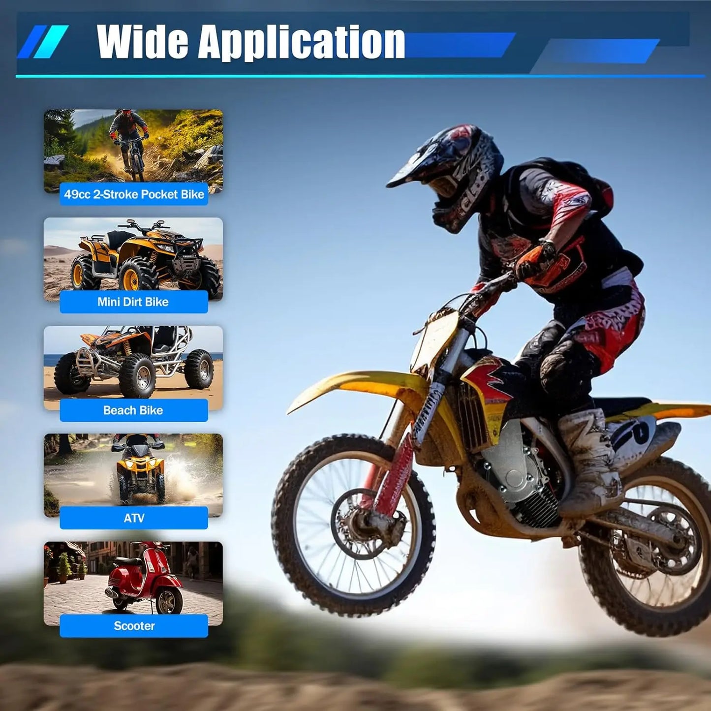 49cc 50cc 2 Stroke Racing Gasoline Engine Single Cylinder Pull Start Motor for Dirt Bike Pocket Bike ATV Scooters Engine Kits