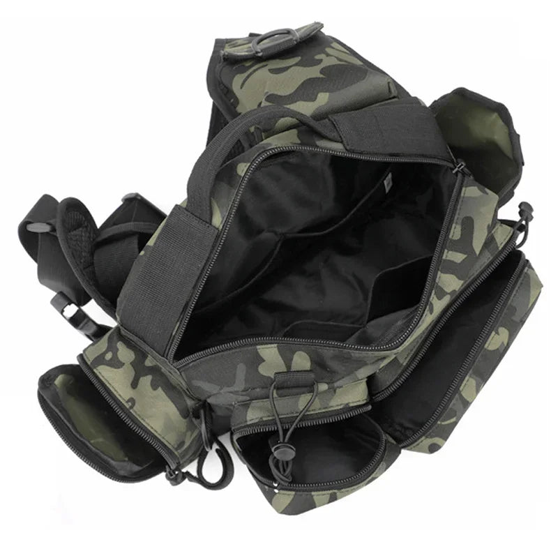 Fishing Tackle Backpack Lure Box Gear Storage Bag Fanny Pack Fly Fishing Backpack with Rod Holder Sling Shoulder Bags Men