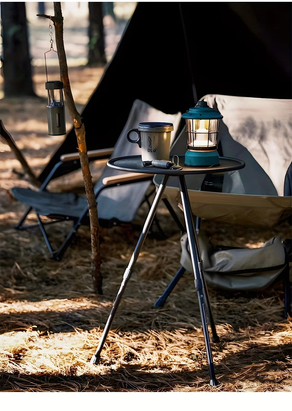 WESTTUNE 2 Pcs Set Camping Round Table with Mesh Bag Ultralight Portable Folding Adjustable Table for Picnic Indoor Outdoor