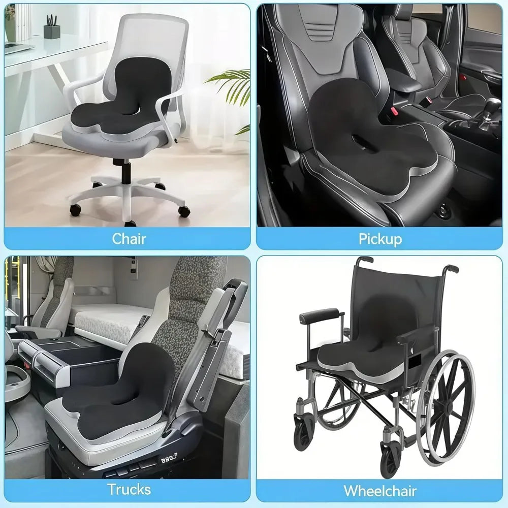 Memory Foam Car Seat Cushion, L-Shaped Integrated Support for Sciatica Relief and Ergonomic Comfort by 2025