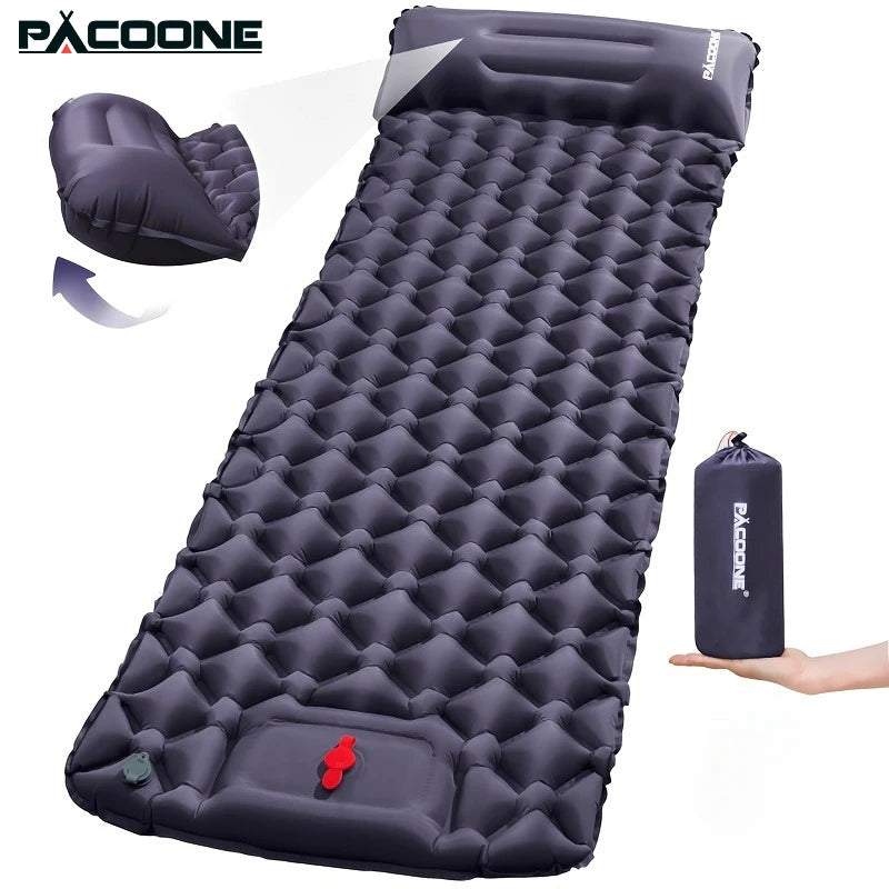 PACOONE Camping Press-type Inflatable Mattress Moisture Waterproof Outdoor Sleeping Pad Bed Beach Air Mat Tent Travel Cushion