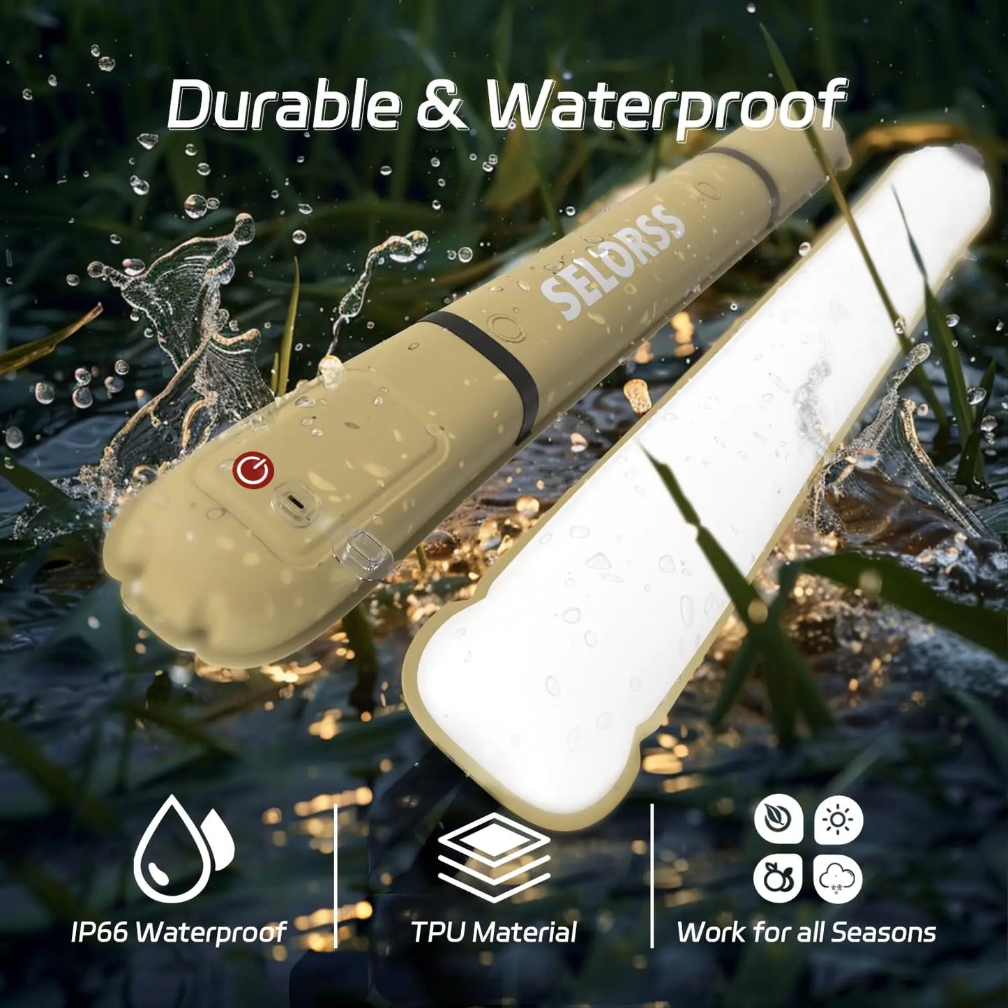 SELORSS Rechargeable Camping Light Waterproof 2000mAh Lamp